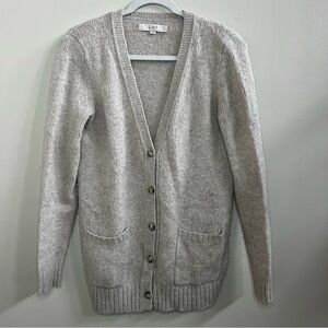 LOFT Oversized Relaxed V-Neck Pocket Stretchy Cardigan wool alpaca Sweater M